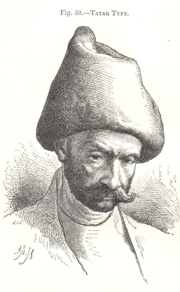 Tatar Type. Central Asia 1885 old antique vintage print picture